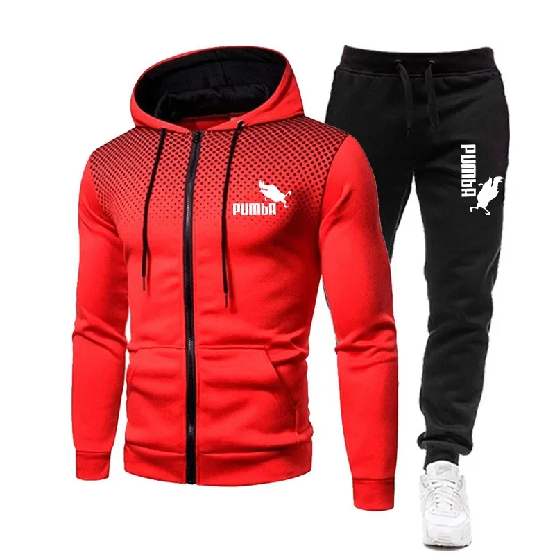 2025 spring new men's football suit zipper hoodie + pants two sets of casual sportswear men's sportswear gym brand clothing spor