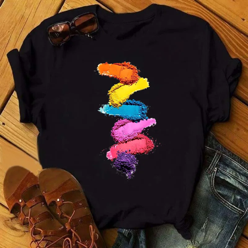 T-shirts Women Colorful Nail Polish Funny Fashion Summer Simple Clothes Graphic T Shirts Anime Shirt Family Camisetas De Mujer