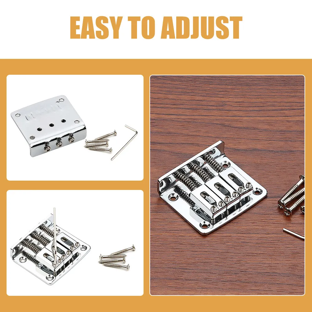 1Set Robust Stainless Steel Electric Guitar Bridge Assembly Saddle and Iron Plate for Tone Tuning String Adjustment Guitar