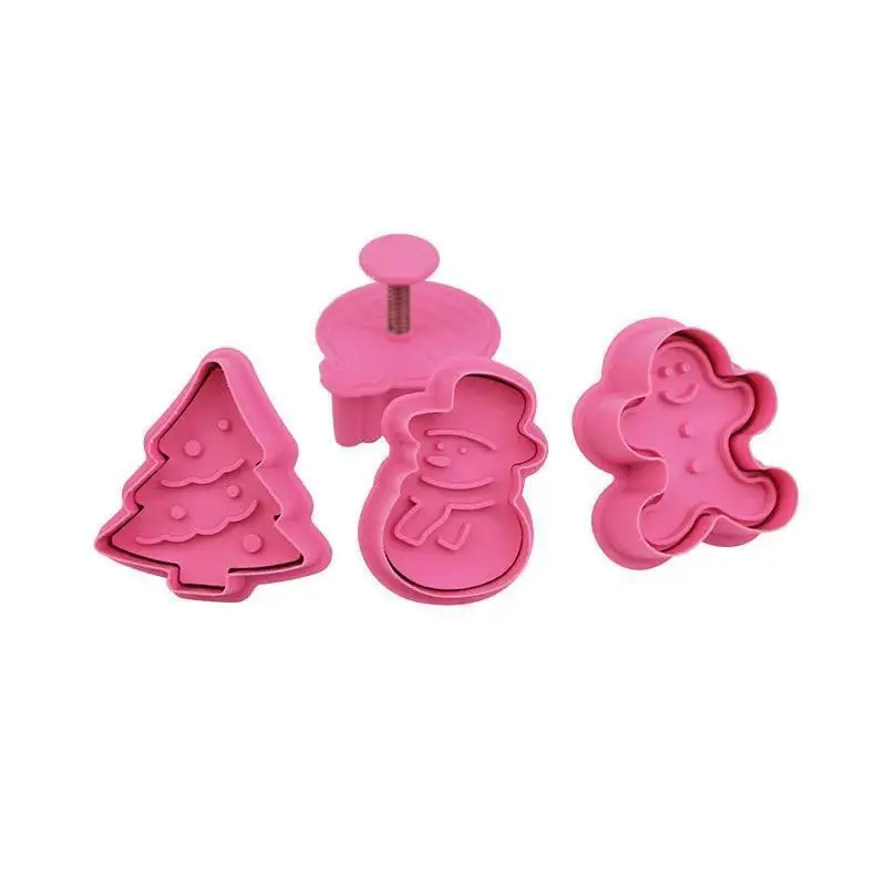 2026 New 4PCS Set Christmas Silicone Cookie Cutters Xmas Tree Gingerbread Man Bauble Shapes Non Stick Reusable Baking Molds
