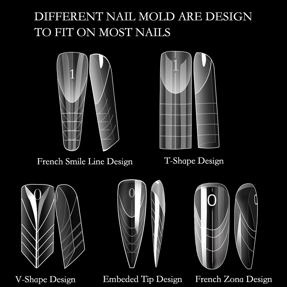 75 قطعة المنطقة الفرنسية المزدوجة مسمار شكل غطاء كامل بناء سريع هلام قوالب الفرنسية نصائح وصلات لإطالة الأظافر قابلة لإعادة الاستخدام الاكريليك العلوي مانيكير #2