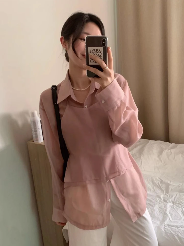 Chic Long Sve irt Ne Appeso Stratificazione Ba Gilet con cintura Set in due pezzi Riduzione dell'età Ele Versatile Autunno Faion Wom...