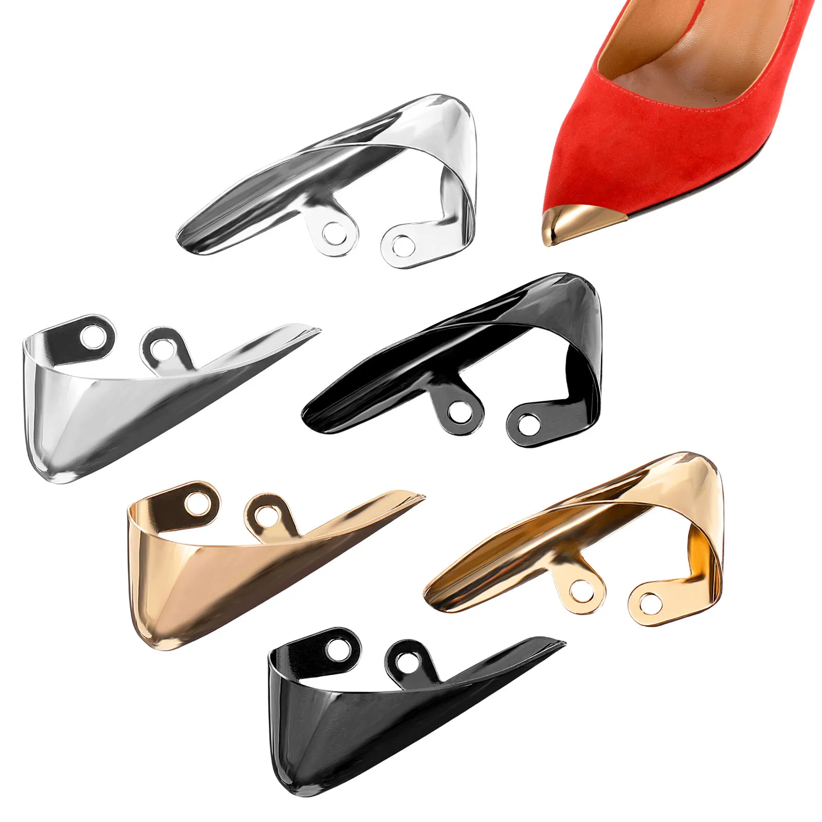 

6pcs Shoe Toe Protectors Pointed Cover High Heel Black Silver Gold 2 Each Extend Resistance Shoe Rack Storage