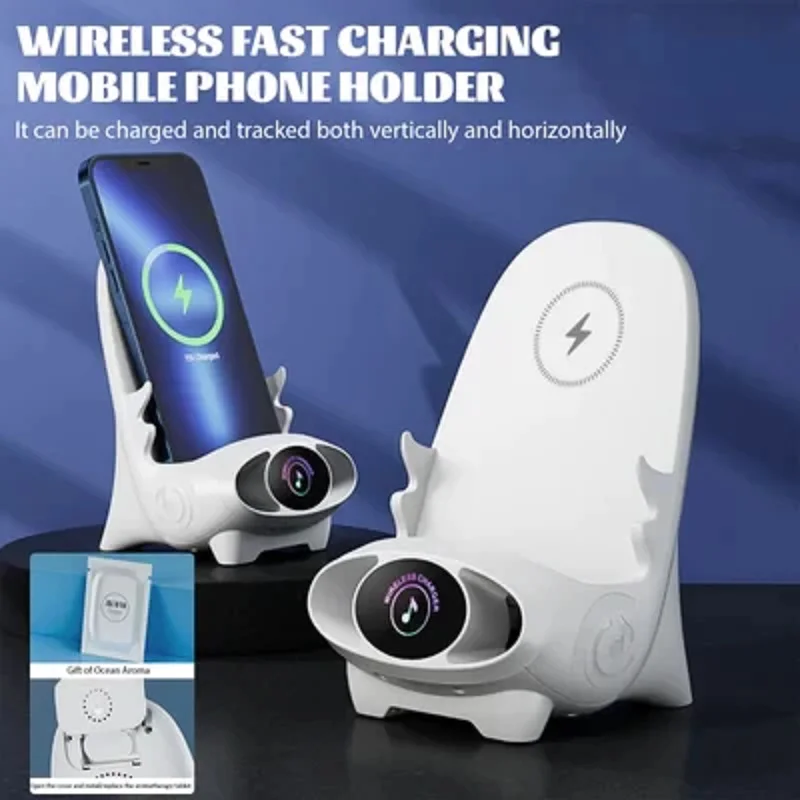 Magnetic Mini Chair Wireless Fast Charger Phone Stand Holder Upgraded Wireless Charging Station Phone with Speaker Function