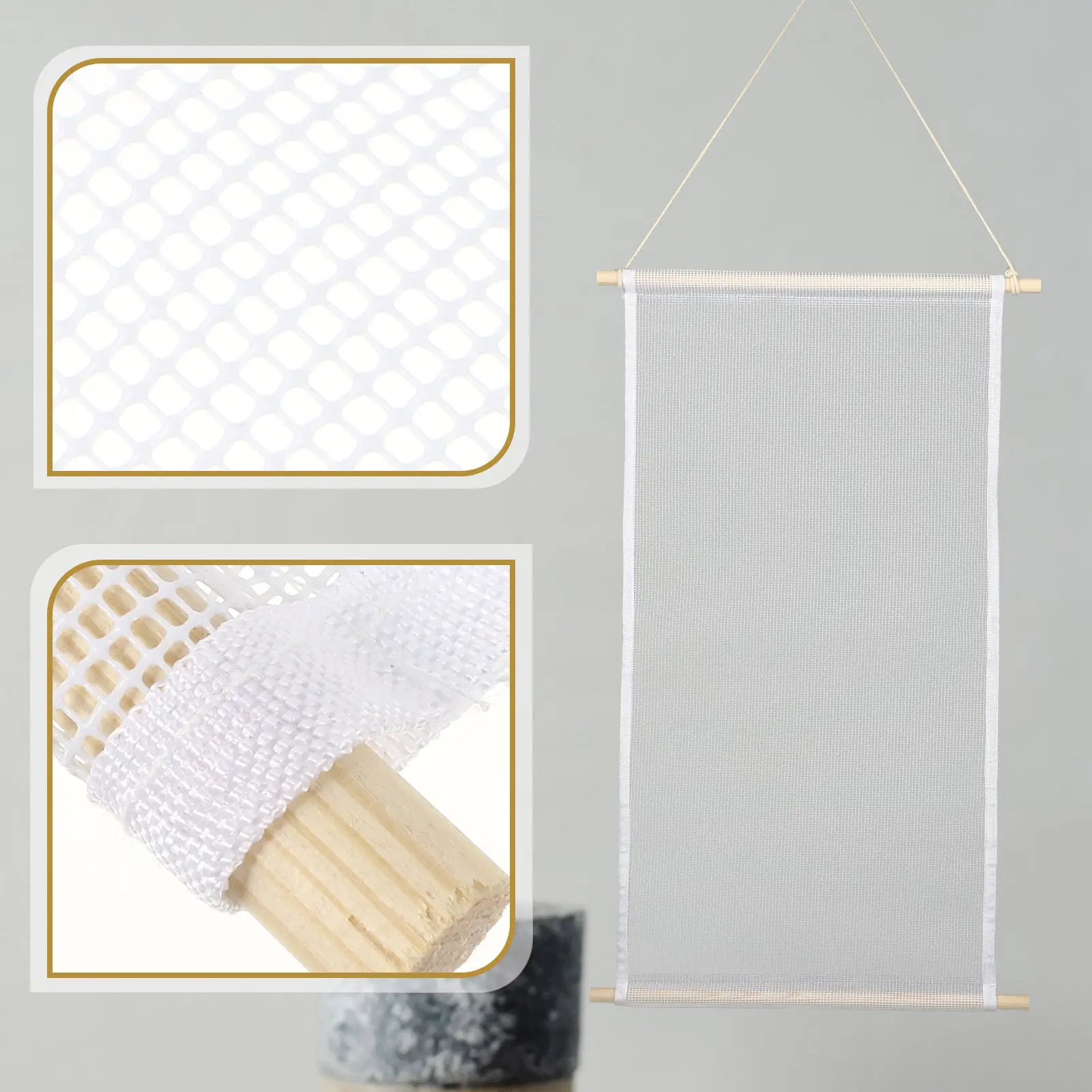 

Rectangular Wood Jewelry Display Rack Wall-Mounted Earring Holder Organizer for Necklaces Rings Hanging Storage Decorative