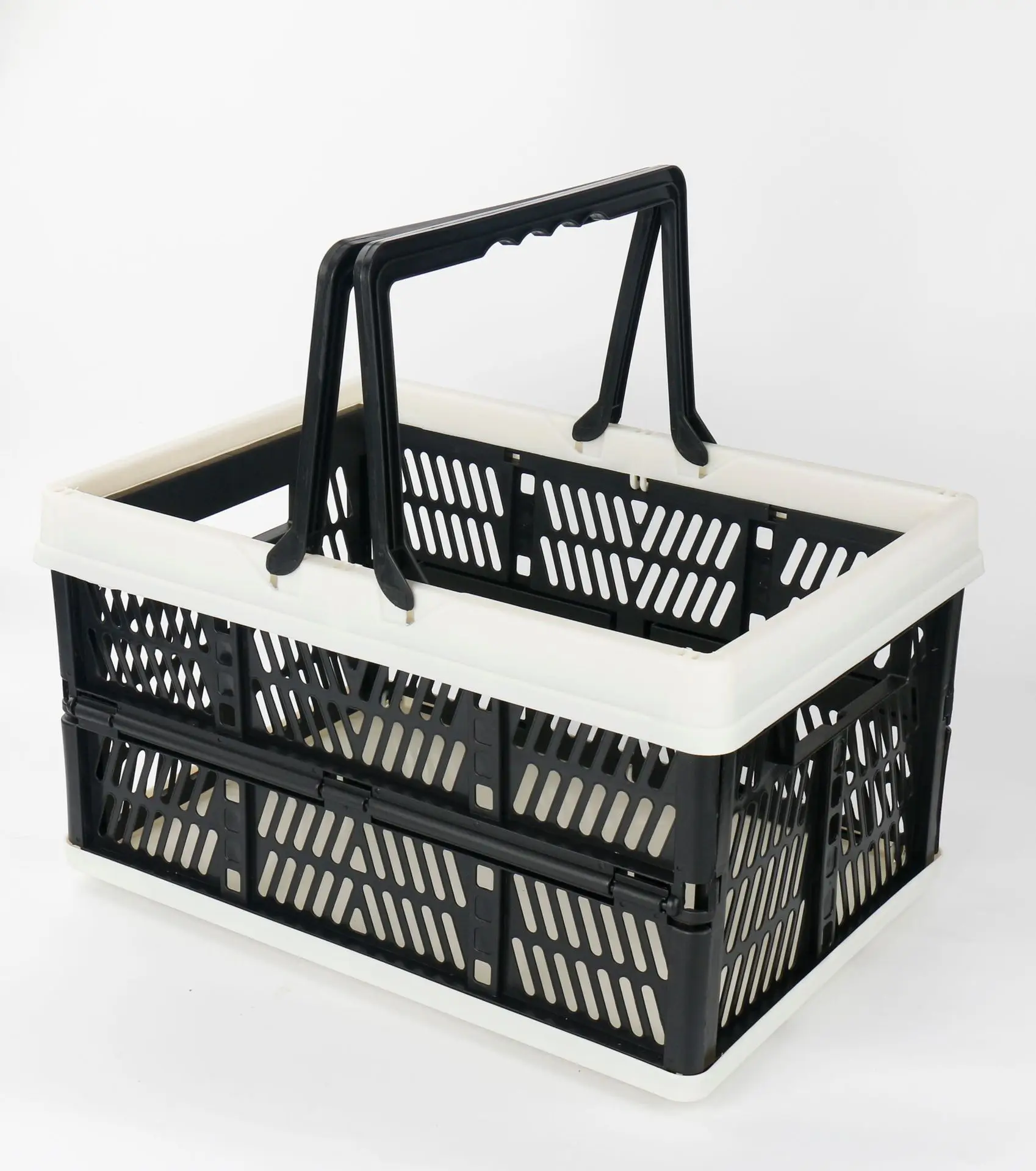 Colorful Design Easy Storage And Use Plastic Folding Storage Basket/Collapsible Shopping Storage Basket With Handle