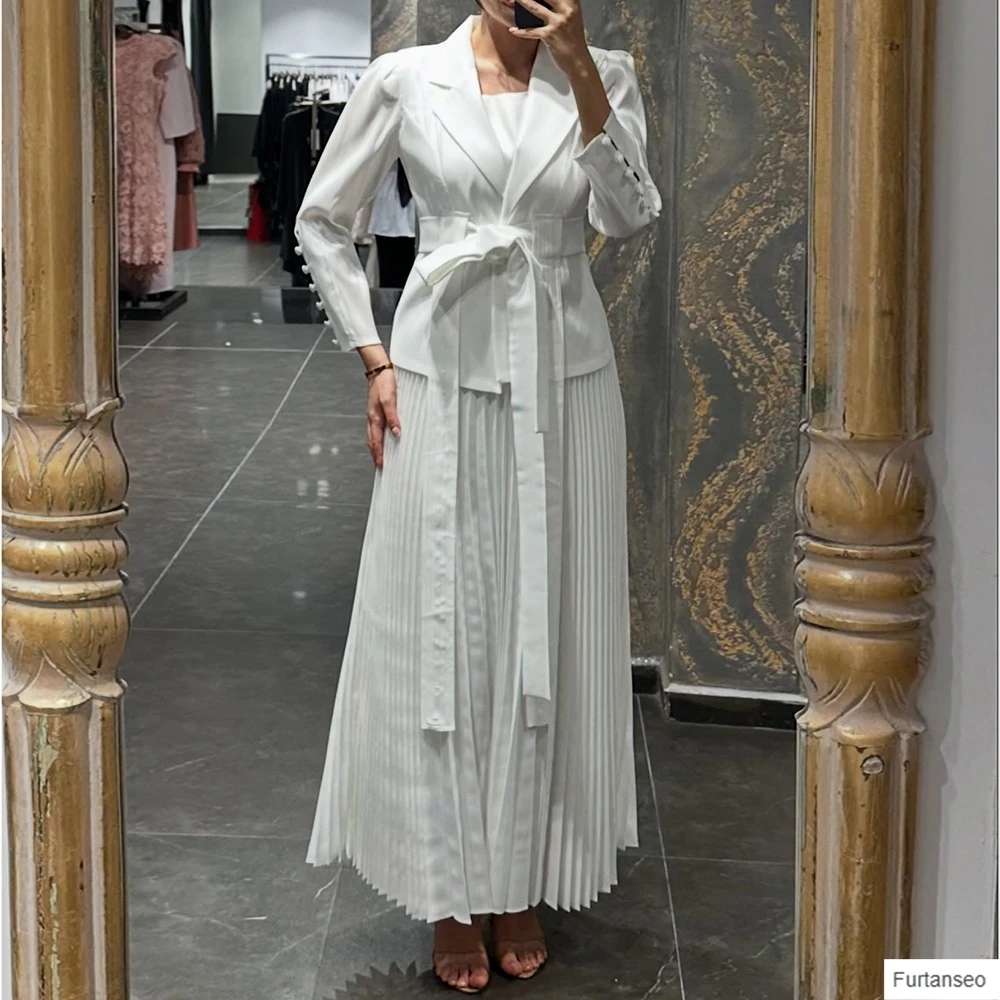 

Customized A-line Evening Dresses Ankle-length Square Collar Full Sleeve Prom Gown Fashion Button Sashes Draped Party Gown