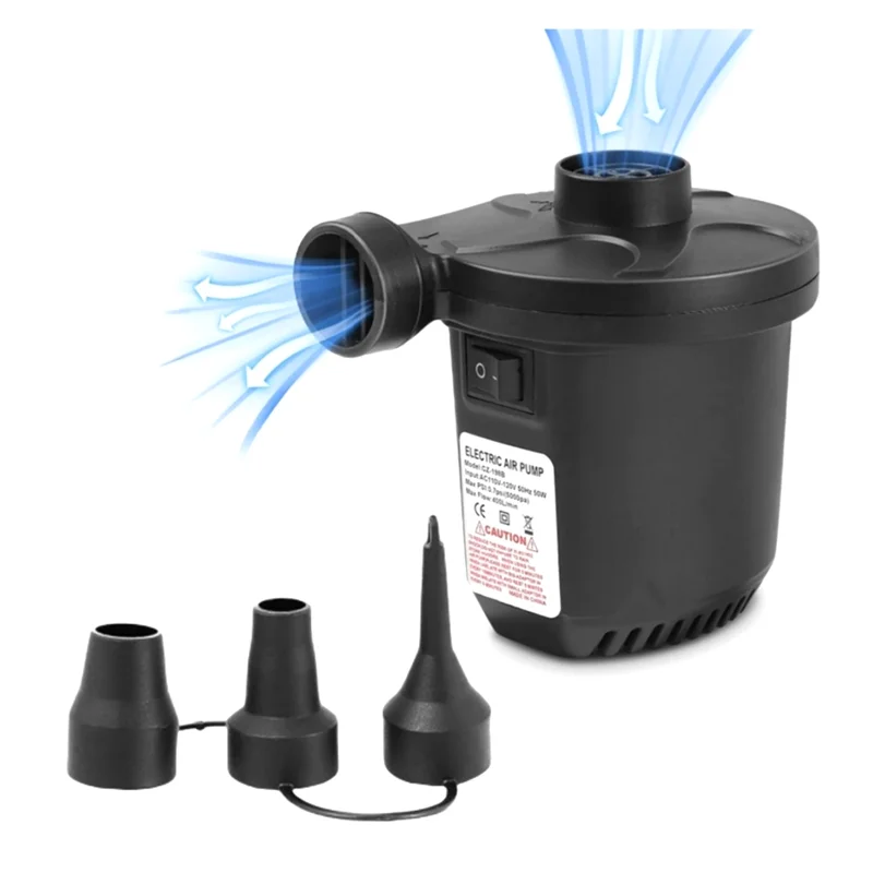 

50W Air Pump Electric With 3 Nozzles For Use With For Vacuum Storage Bags, Air Mattresses, And Swim Rings UK PLUG