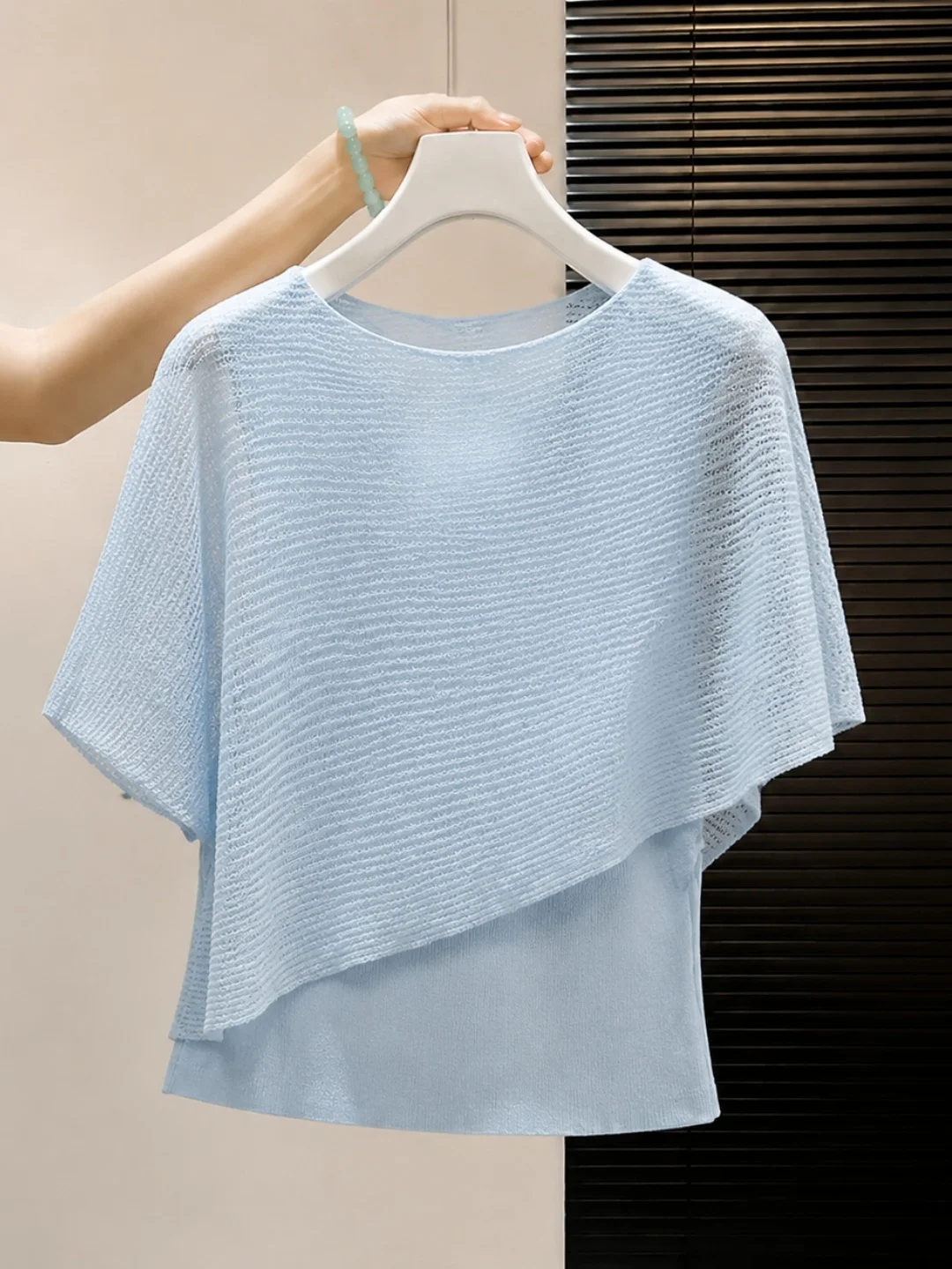

Summer Soft Comfortable Ice Silk Knitted Shirt Women's Pure Color Versatile Top European Style New Lazy Fashion Design