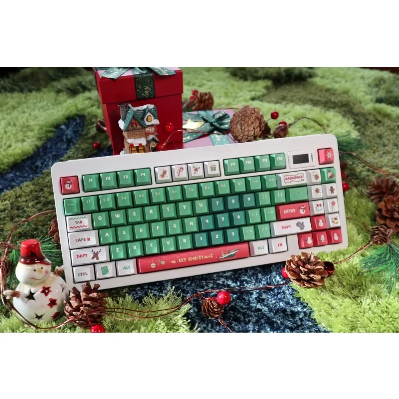 Geometric Cake Keycaps PBT Sublimation Mechanical Keyboard Personality Original Factory Height, Christmas Theme 140 Keys Full Se