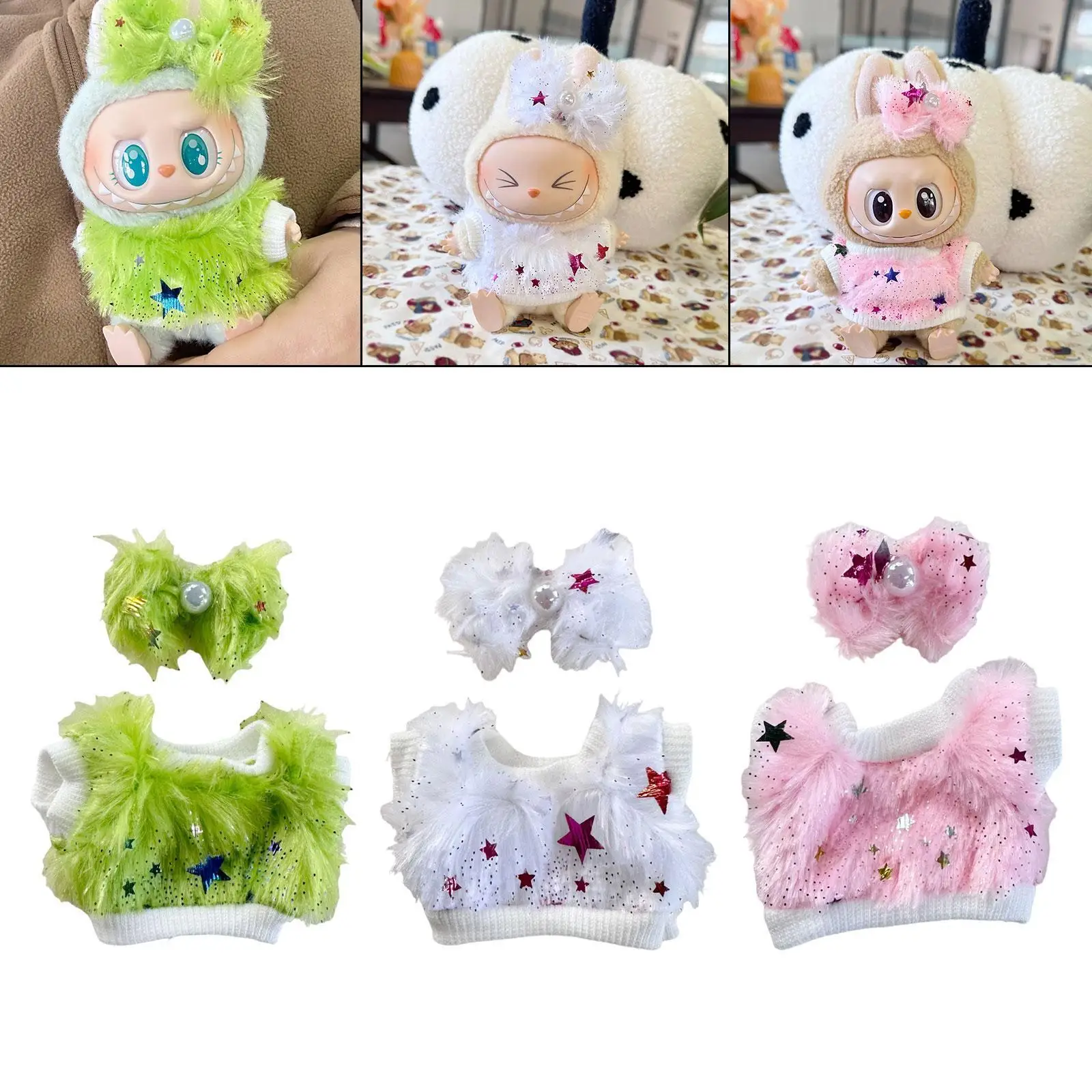 Plush Doll Clothes Pendant Doll Outfits for Kids Birthday Gift Comfortable Decoration Doll Sweater Costumes for 15cm Dolls