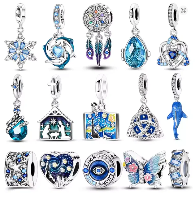 Silver Plated Dangle Charms Earth Camera Evil Eyes Hands Pendants Fit Original Bracelet Jewelry Making Woman Gift