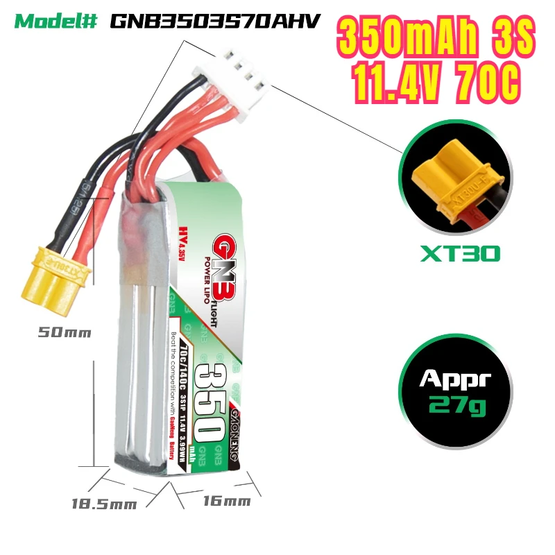 350mah 70C HV Lipo Battery XT30 Plug for Emax Tinyhawk S Four Axis Indoor FPV Drones 3S 11.4V/4S 15.2V