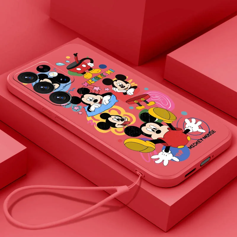 Disney The Mickey Mouse Family For Samsung S10e S20 S21 S22 S23 S24 Plus Lite Ultra FE 4G 5G Liquid Rope Silicone Phone Case