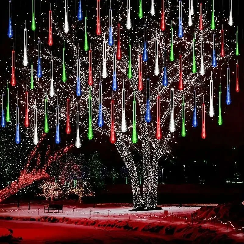 

220V/110V Meteor Rain String Lights Wedding Christmas Outdoor Street Tree Holiday Lighting Decoration LED Meteor Shower Lights