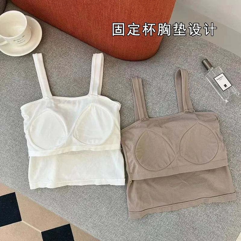 Summer New Seamless Picture Printing Sling Beautiful Vest Maiden Sexy Sports Outerwear Fixed Cup Chest Pad Chest Wrap Underwear