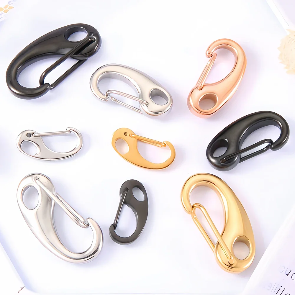 3Pcs Stainless Steel Lobster Clasp Snap Hook D-shaped Keychain Connectors Parts for Bracelet Necklace Chain DIY Jewelry Making