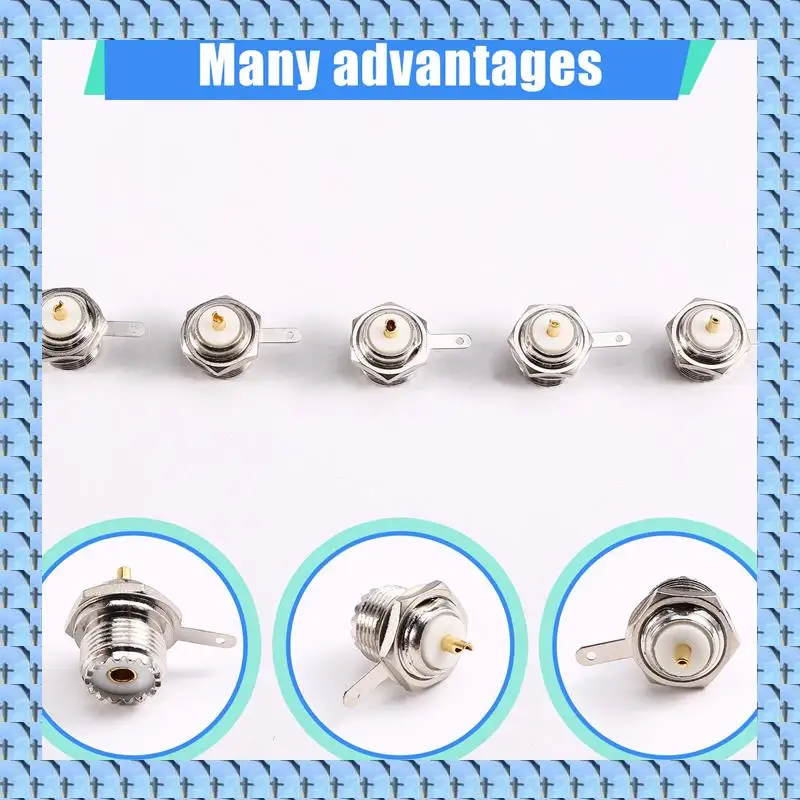 

NOCM UHF Female Panel Connector Bulkhead Solder Panel Connector Panel Connector Connector RF Connector 5Pcs
