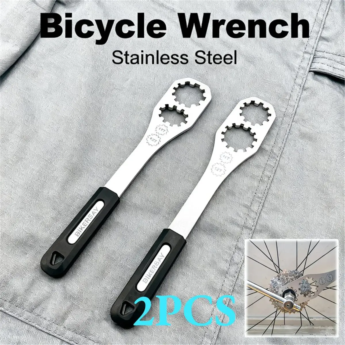 618 Mega Sale BIKERSAY 2PCS Stainless Steel Bicycle Freewheel Tool 33.5cm Wrench for 10-12T Bike Maintenance