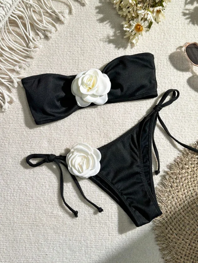 Collection Of Flower Micro Bikini Set 2024 Hot Sale Women Swimwear Color Match Low Waist Biquini Swimwear Bathing Suit Beachwear