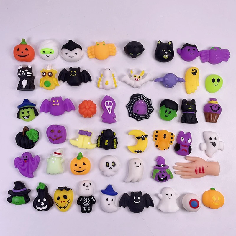 10Pc Cute Halloween Pumpkin Ghost Squeeze Stress Relief Toy Gift for Kids Adult Birthday Party Favors Halloween Party Decoration