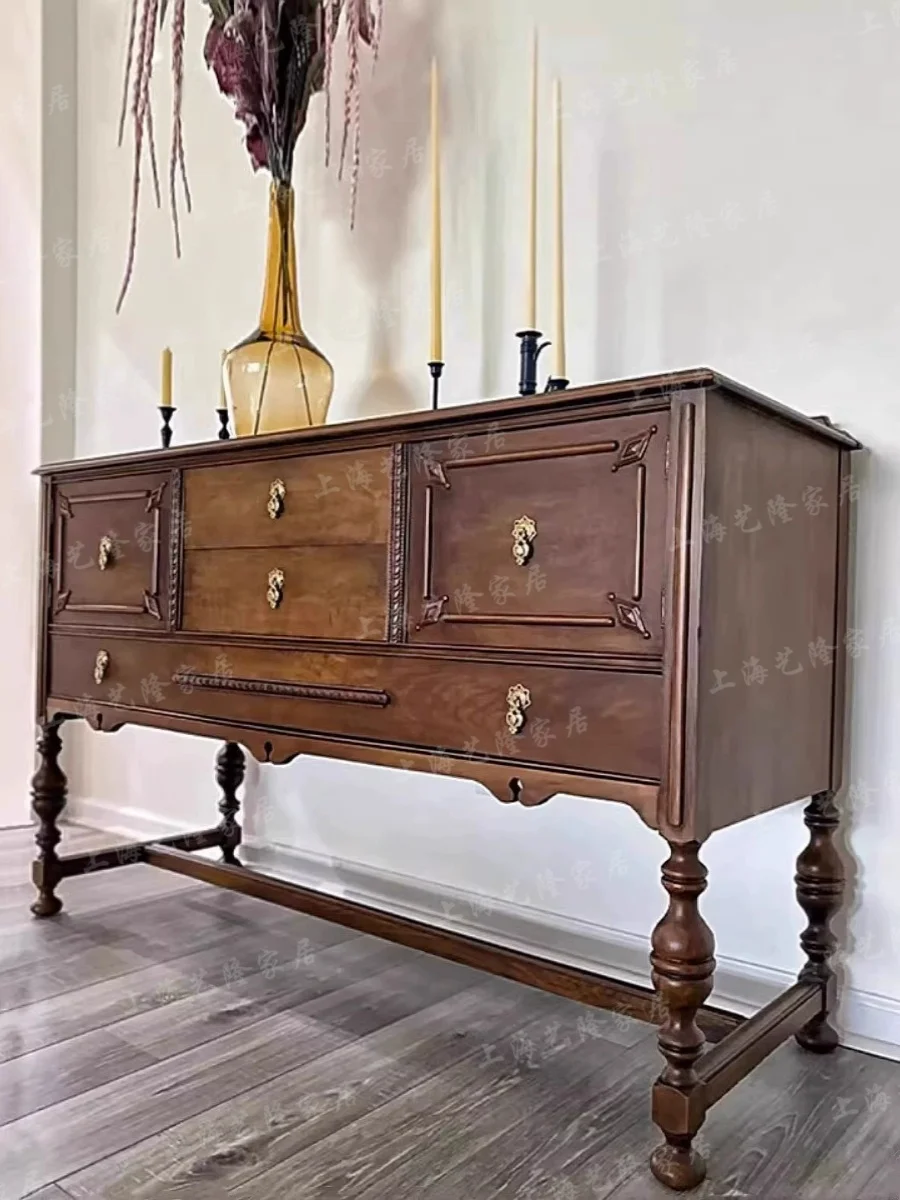 Retro foyer cabinet, French style, antique solid wood, old entrance hall cabinet, storage cabinet, dining side cabinet