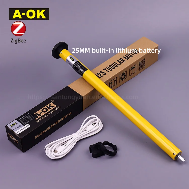 

AM25 1/25-ES-E-Z Умный дом Tuya Zigbee с литиевой батареей, рольставни, 25 мм, перезаряжаемый A-OK, трубчатый мотор, открывалка для штор