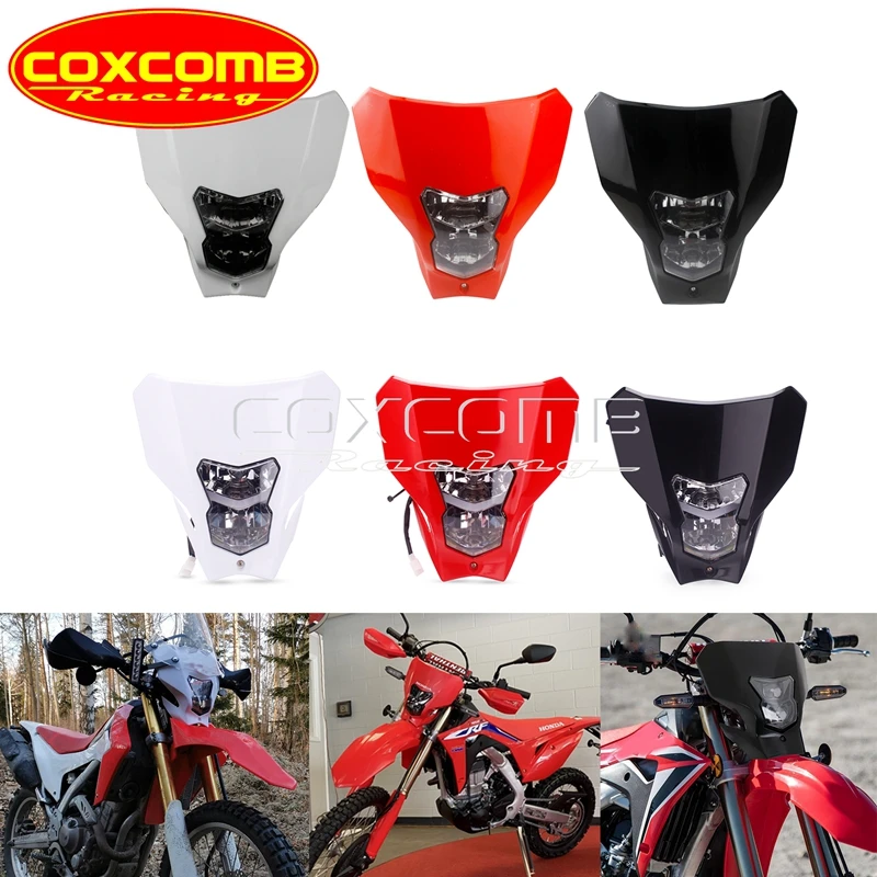 Red Enduro Dirt Bike Supermoto Motorcycle Headlight Headlamp For Honda CRF450 CRF300 CRF250 CRF230 CRF125 CRF150 CRF XR CR 650