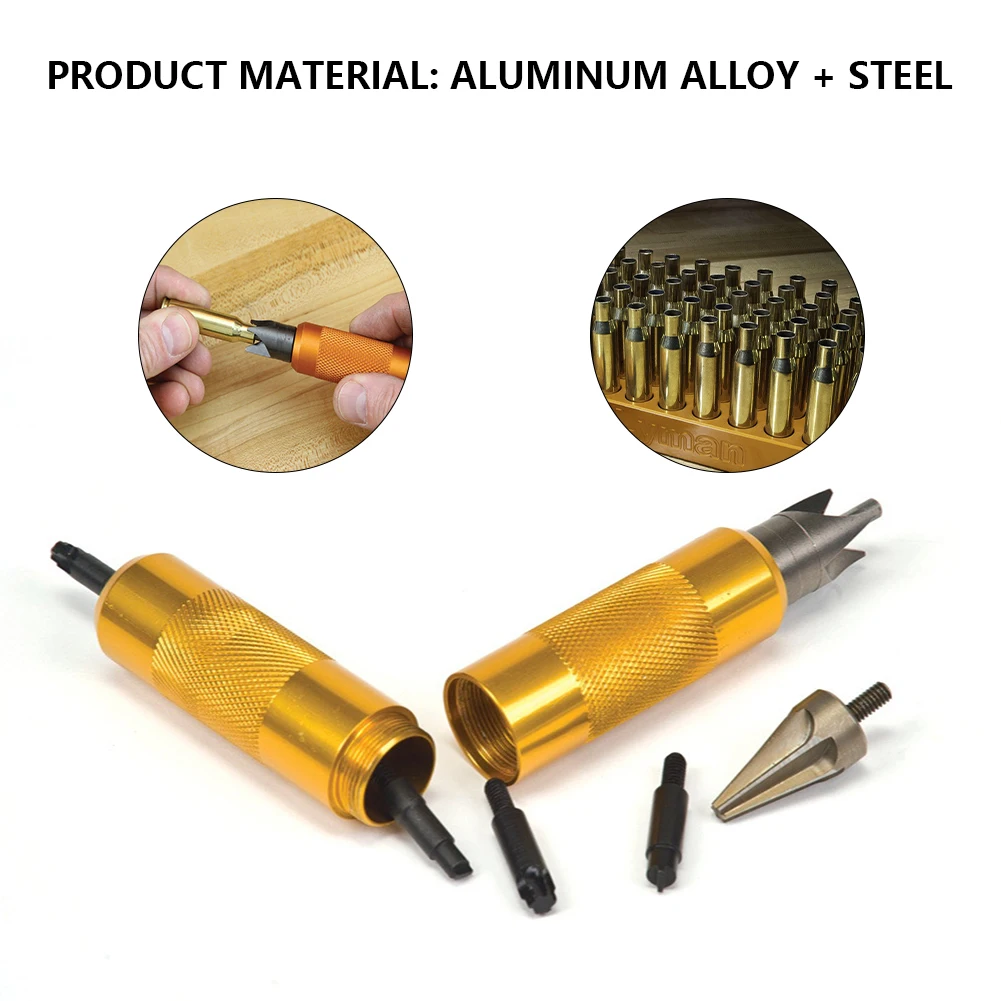 Caja de aleación de aluminio para desbarbado de biselado, herramientas manuales para recarga de imprimación, limpiadores de bolsillo, escariadores