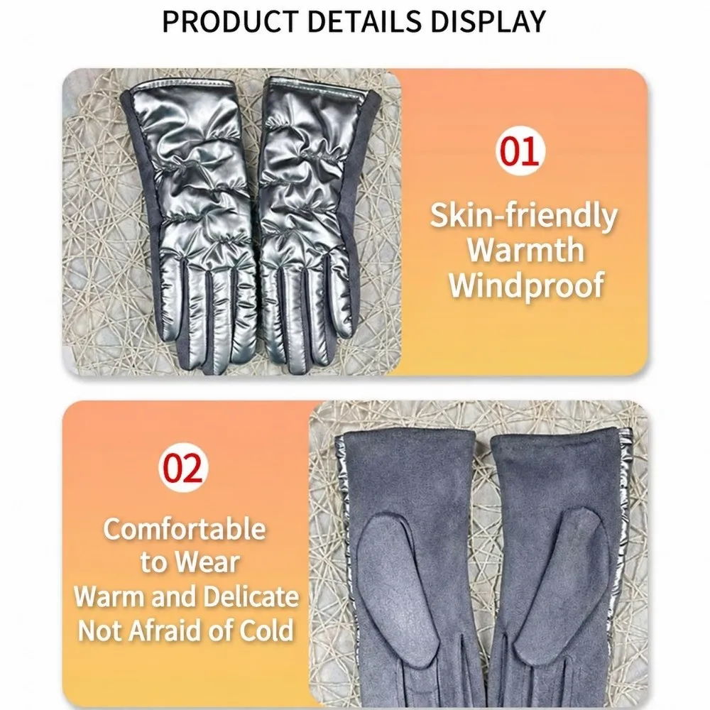 Luxury Waterproof Touch Screen Gloves Coldproof Windproof Driving Gloves Down Cloth Suede Plus Velvet Cycling Gloves For Women