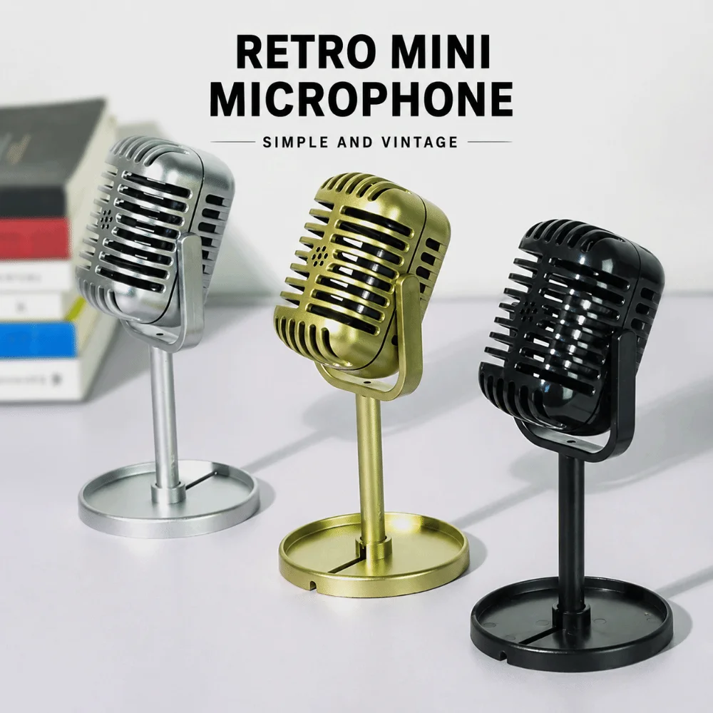 ABS Kids Prop Microphone Simulation Fake Design Non-Functional Prop Stage Performance Prop Simulation Interview Mic
