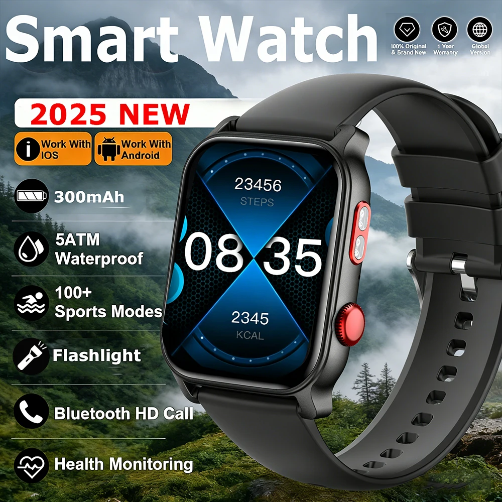 

2026 New Smart Watch Women Men Flashlight Heart Rate Monitor Sleep Tracker 1.83" Full Touch Screen Sports Fitness Smartwatch Man