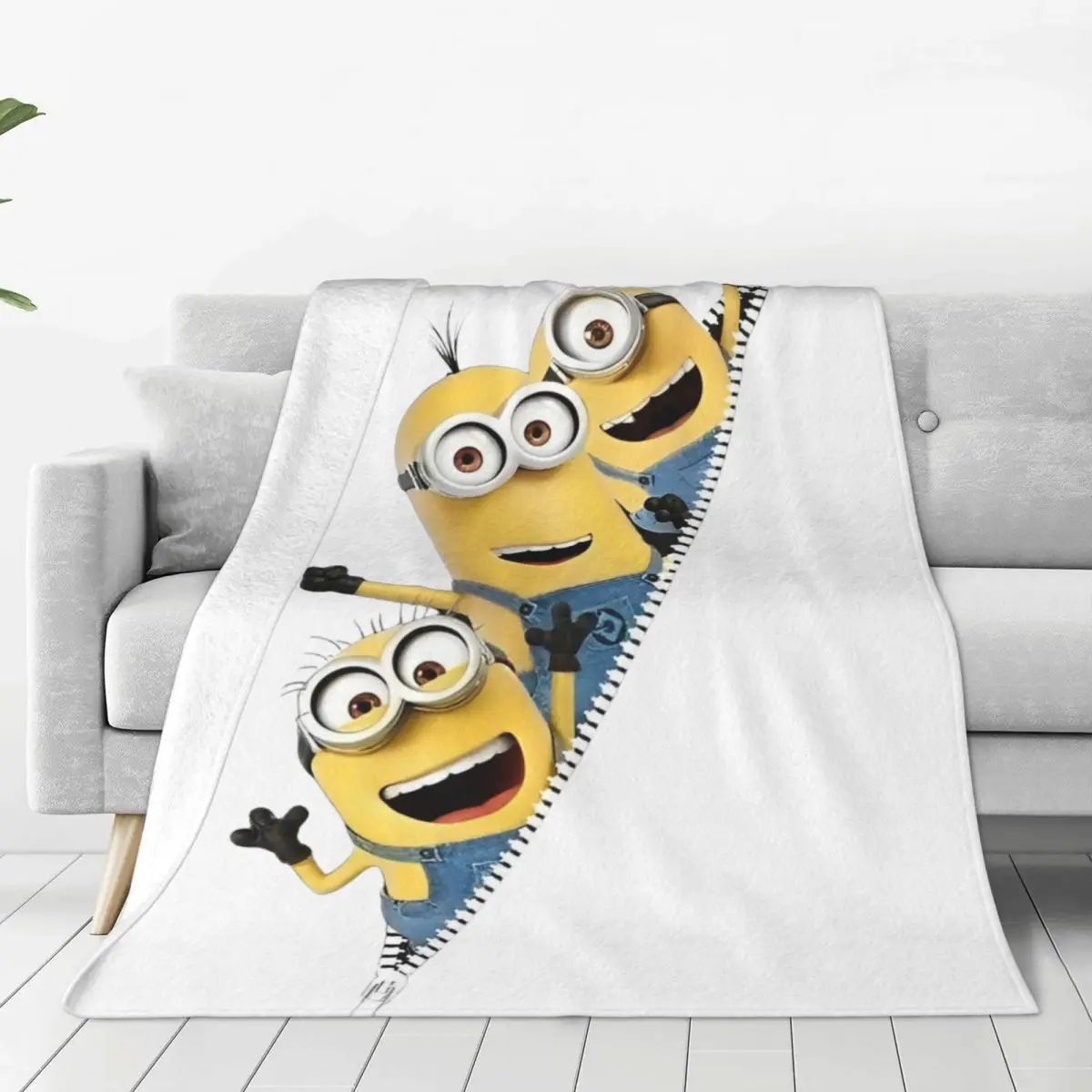 Minions Zip Up Blanket Quality Super Warm Bedding Throws Winter Camping Living Room Comfortable Bedspread