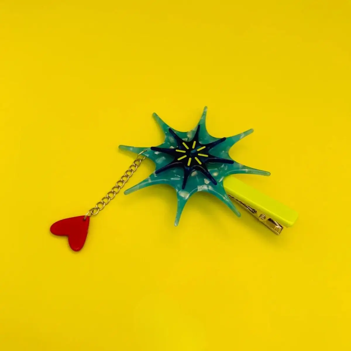 

Colorful Bright Blue Spider Web Side Hair Clip | Original Spider Web Duckbill Clip, High-Saturation Acetate Hair Accessory