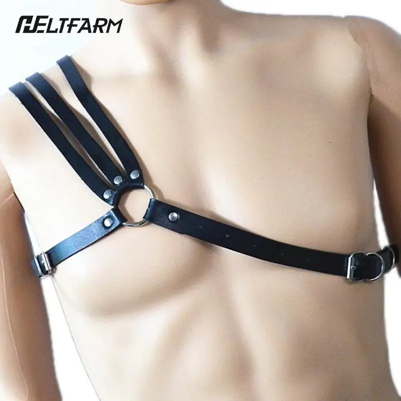 Men's Faux Leather Lingerie Harness Bondage Erotic Rivet Chest Belts Adjustable 1pcs