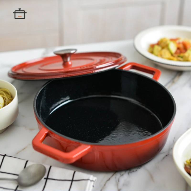 

24cm Household Multi-function Simmering Pot Enameled Cast Iron Pot Healthy Non Stick Cooking Pot Seafood Stew Pots