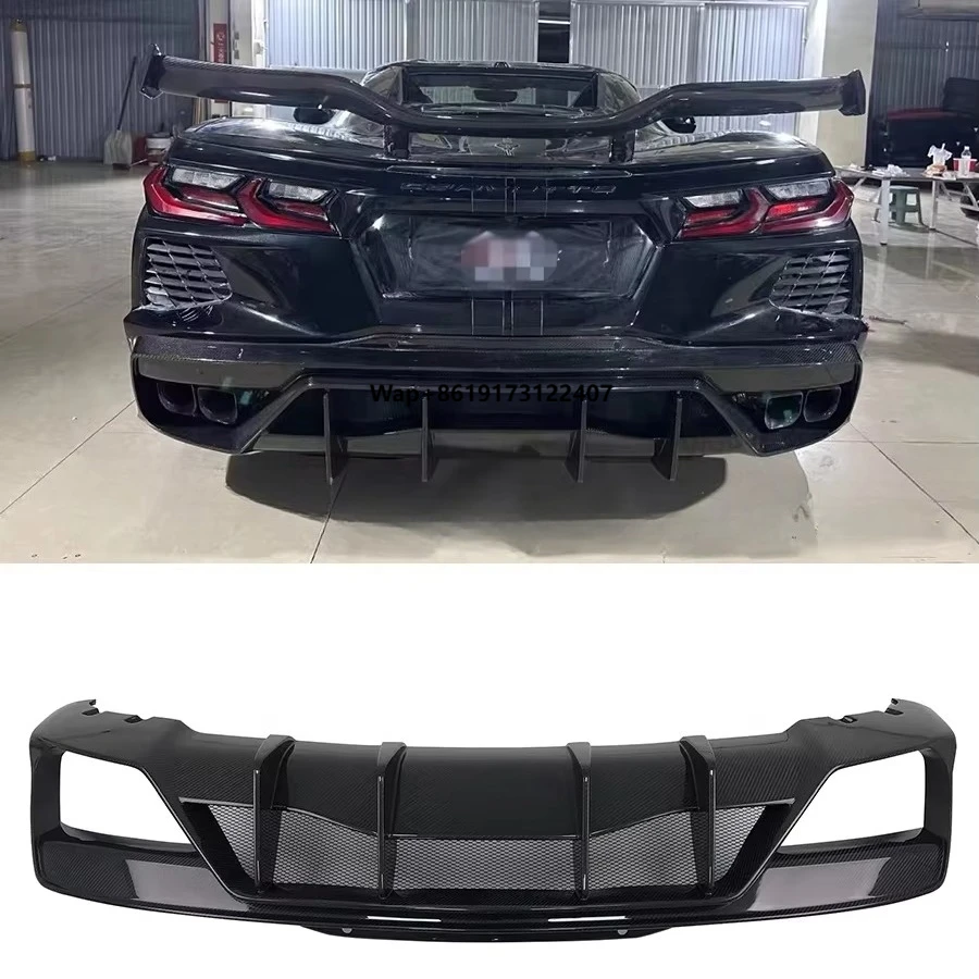 

C8 Carbon Fiber A-D Style Rear Bumper Diffuser for C8 2019+ Rear Lower Lip Diffuser Spoiler Splitter Bodykit