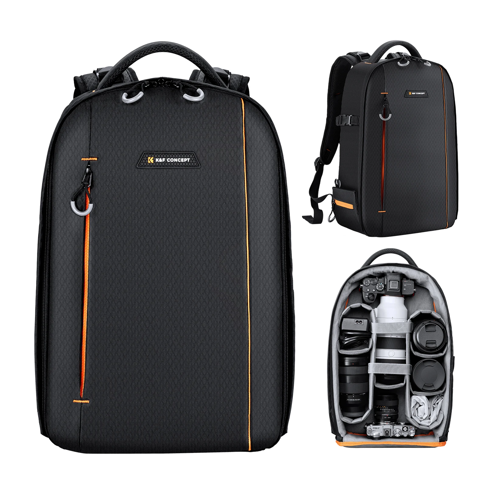 

K&F CONCEPT 18L Camera Backpack Waterproof Camera Bag with 14.1 Inch Laptop Compartment Tripod Holder for Women Men Photographer