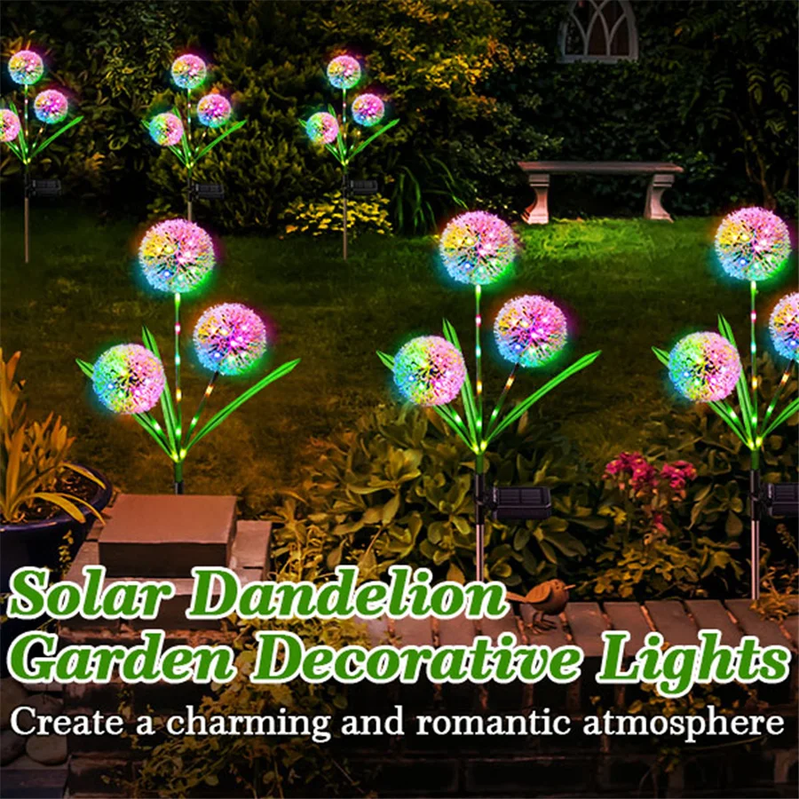 

3/1 Heads Solar Led Dandelion Light Outdoor Waterproof Solar Pathway Patio Lights Garden Decoration Landscape Lawn Lamps