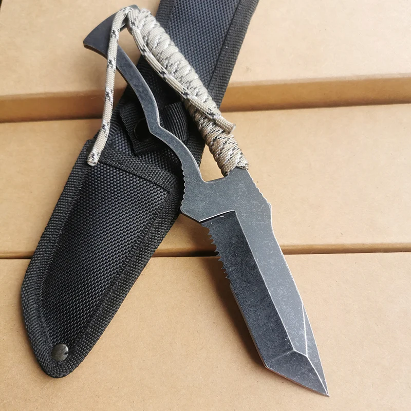 

Fixed Blade Knife 5cr15MOV stainless steel Half serrated blade Multi function knife straight outdoor camping EDC tool