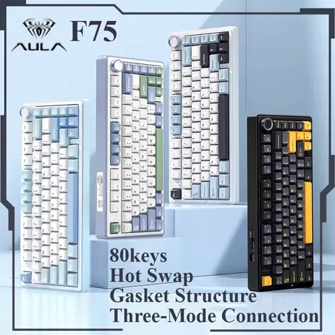 AULA F75 무선 기계식 키보드, 게이머 키보드 맞춤형 핫스왑 75% 레이아웃, OEM 프로파일 가스켓 구조, Reaper Axis