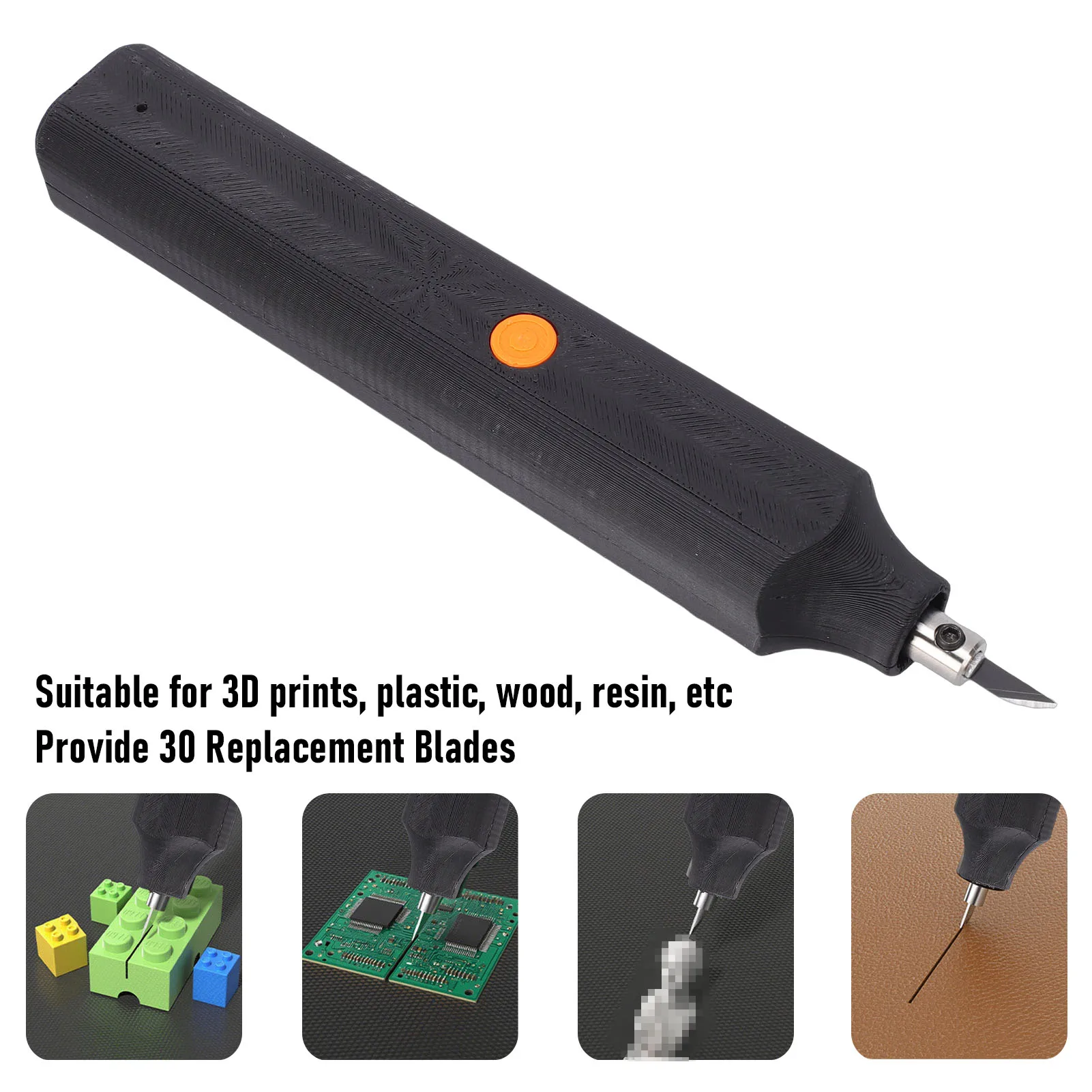 40kHz Ultrasonic Cutter with 30 Replacement Blades Portable Electric Cutting Kit for 3D Printed Model Plastic Wood Resin