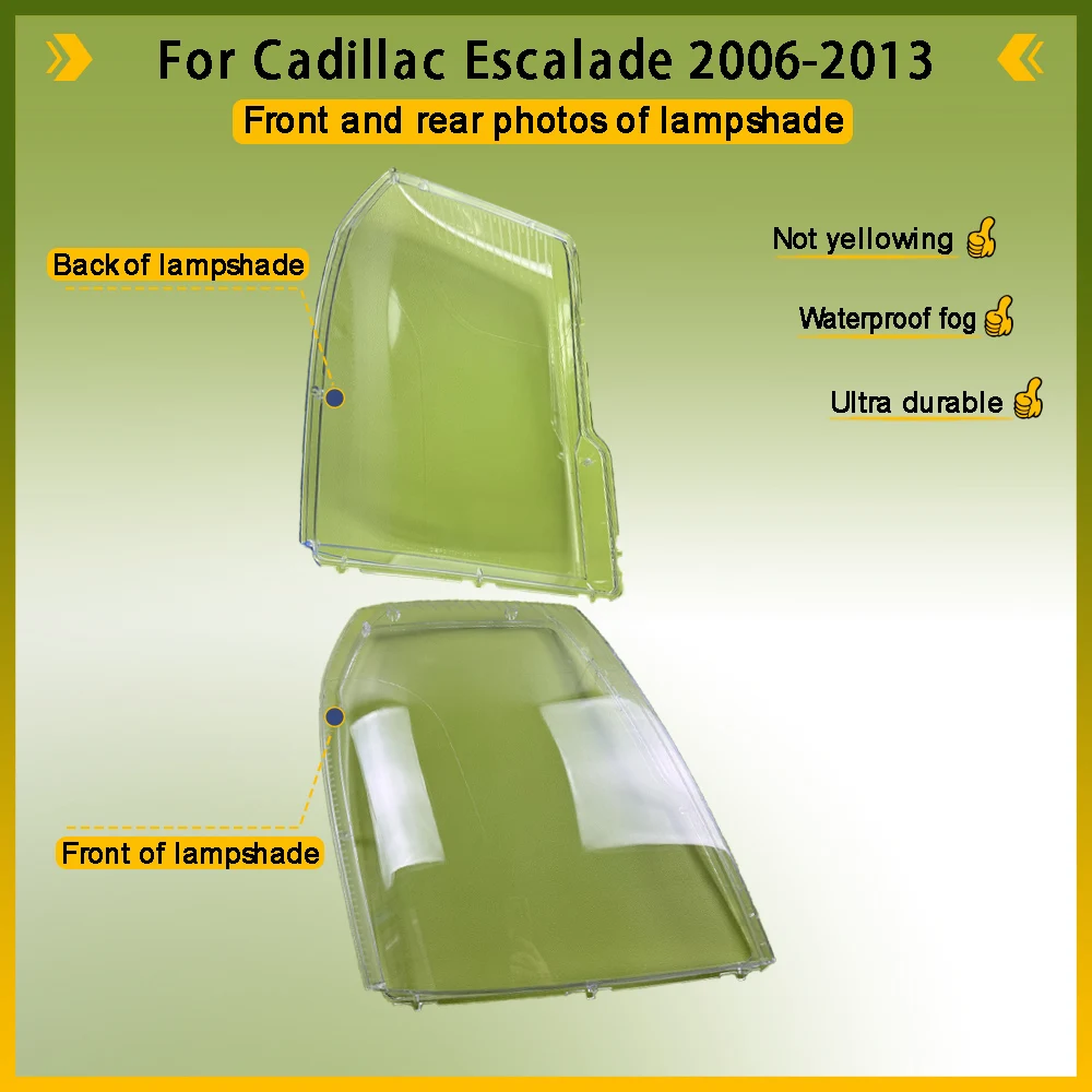 For Cadillac Escalade 2006 - 2013 Car Front Headlight Lens Cover Clear Headlamp Shell Transparent Lampshade Car Accessories