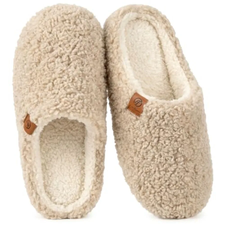 

EverFoams Women's Fuzzy Slip-on Slippers Soft Comfy Memory Foam Indoor House Shoes