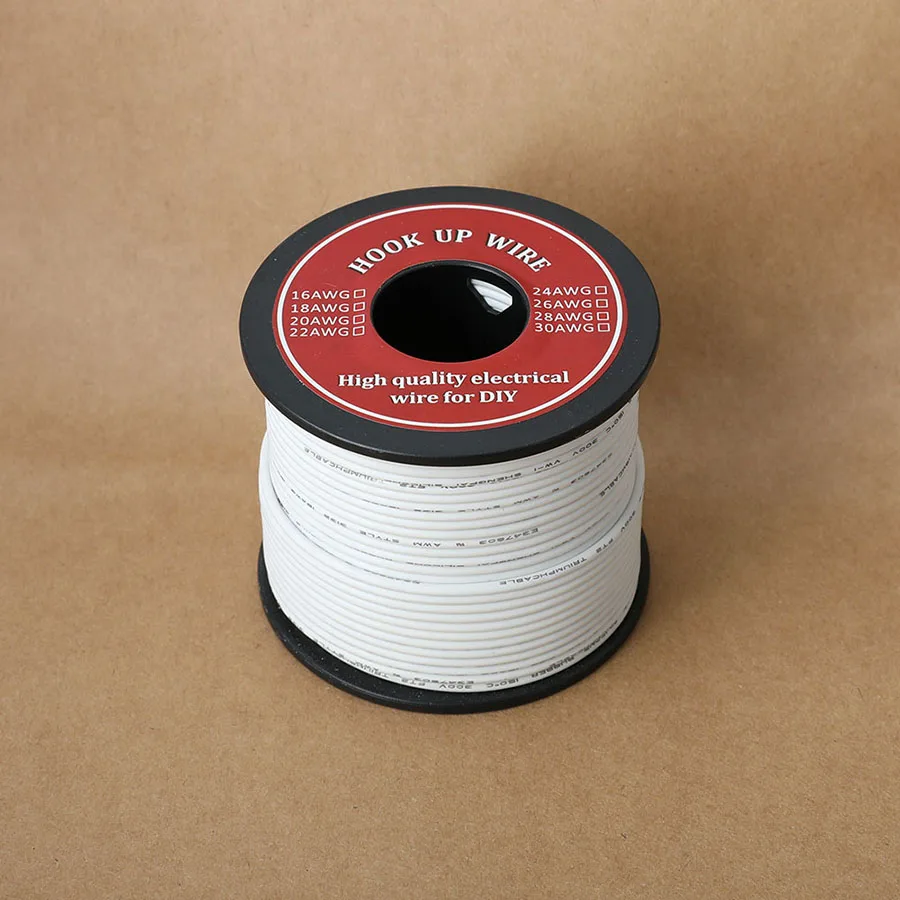 Hook-up Stranded Wire 26 AWG UL3132 Flexible Silicone Electrical Wire Rubber Insulated Tinned Copper 300V 6 Colors 50-150 / Roll