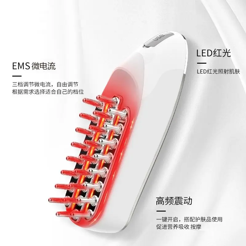 Red Light Micro‑Current Scalp Care Comb, Electric Meridian Massage Instrument for Home Hair Health & Head Relaxation
