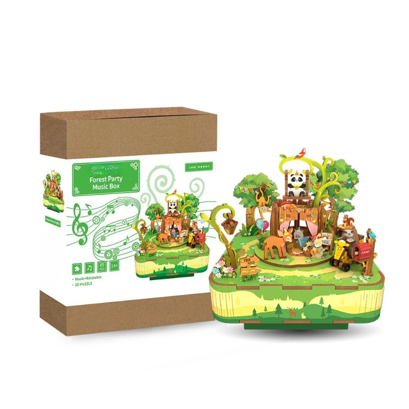 

Music box forest cute animal gift 3D assembly toy