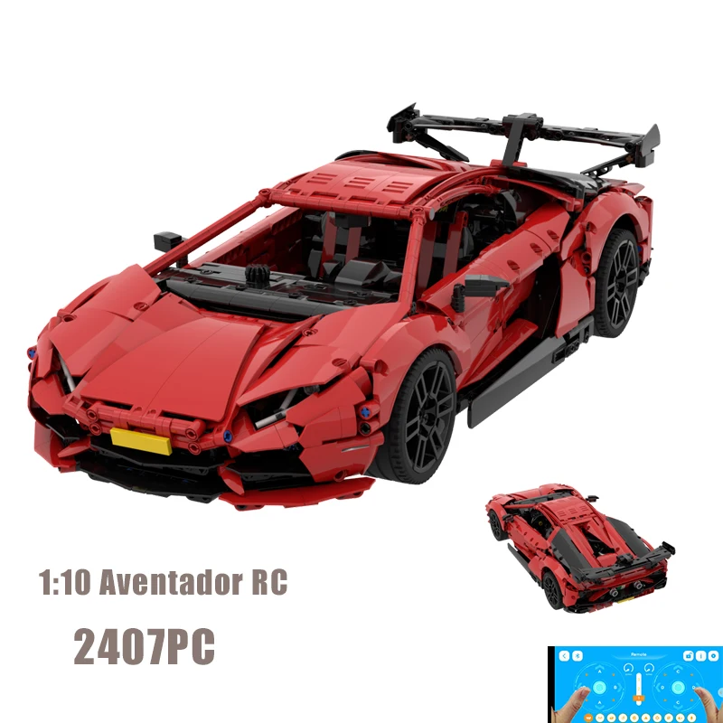 2023 New Aventador 1:10 RC Supercar Model Buiding Kit Block Self-locking Bricks Birthday Gift