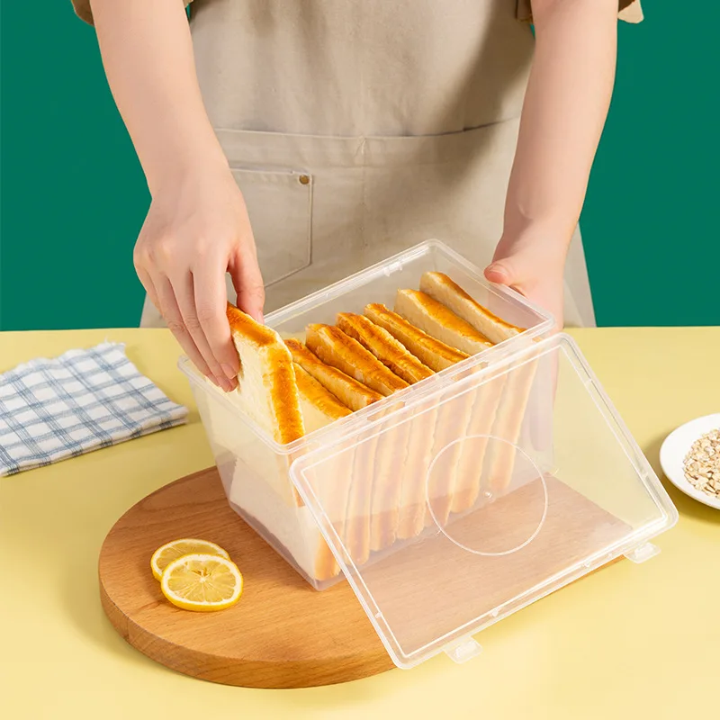 Caja de almacenamiento para el hogar, contenedor de pan, dispensador de cocina, contenedor para hornear pasteles, caja sellada, caja de almacenamiento transparente para refrigerador