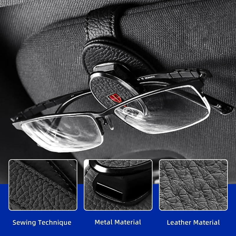 Universal Car Sunglasses Holder Leather Auto Sun Visor Glasses Box Accessories For Hongqi HS5 H5 H9 E-QH5 HS7 E-HS9 H7 E-HS3 - view 3